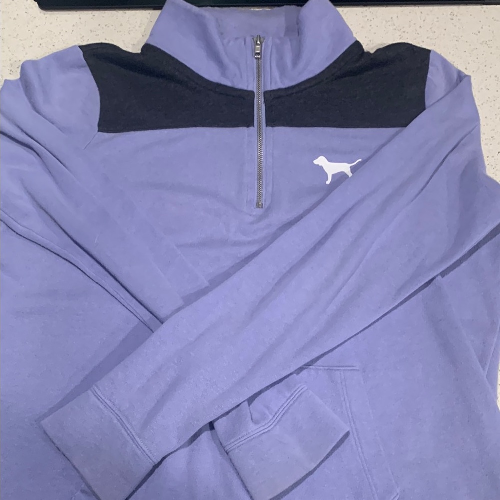 Victoria's Secret PINK Purple and Black Quarter-Zip Pullover